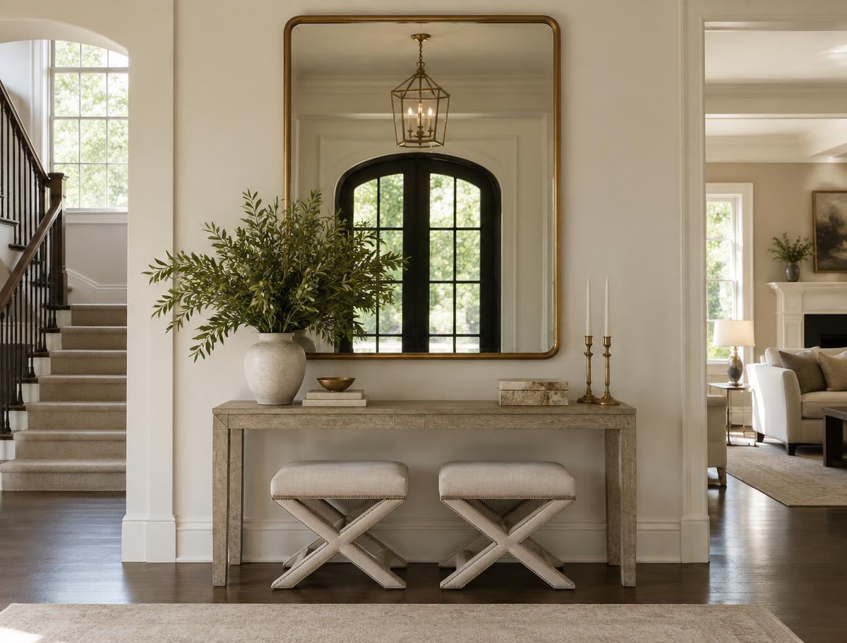 Precisely mounted mirror in a finished Long Grove home